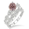 thumbnail image 1 of 1.5 Carat Morganite And Diamond Moissanite Inertwined Bridal Set Round Cut on 10K White Gold, Promise Ring, Anniversary Ring, 1 of 3