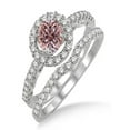 thumbnail image 1 of 1.5 Carat Morganite & Diamond Antique Floral Halo Bridal set on 10k White Gold, 1 of 2