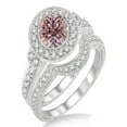 thumbnail image 1 of 1.5 Carat Morganite & Diamond Antique Halo Bridal Set Engagement Ring on 10k White Gold, 1 of 3