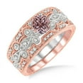 thumbnail image 1 of 1.5 Carat Morganite & Diamond Vintage Trio Bridal Set Engagement Ring on 10k White Gold, 1 of 3