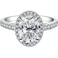 thumbnail image 1 of 1.5 Carat Oval Moissanite Engagement Ring, 14K White Gold Plated Ring, D Color VVS1 Clarity Brilliant Oval Cut Wedding Bands Moissanite Ring, 1 of 8