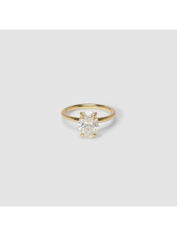 1.5 Carat Oval Shape Moissanite Ring 14K Yellow Gold Plated Classic Solitaire Engagement Gift for Her