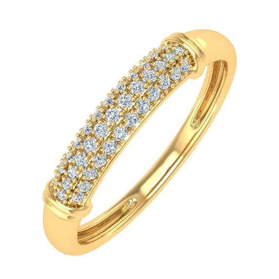 1/5 Carat Pave Set Diamond Wedding Band Ring in 14K Yellow Gold (Ring Size 5.75) (I1-I2 Clarity)