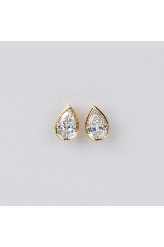 1.5 Carat Pear Cut Lab Grown Diamond Stud Earrings Teardrop Solitaire Studs