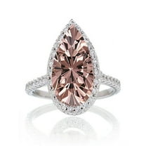 1.5 Carat Pear Cut Morganite Halo Desiger Engagement for Woman on 10k White Gold