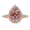 thumbnail image 1 of 1.5 Carat Pear Cut Real Morganite Halo Desiger Engagement with 18k Gold Plating, 1 of 2