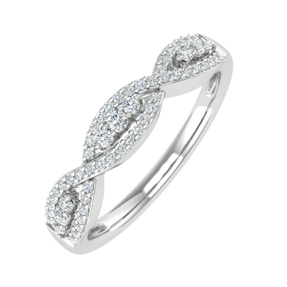 1/5 Carat Prong Set Diamond Twisted Wedding Band Ring in 10K White Gold (Ring Size 7) (I1-I2 Clarity)