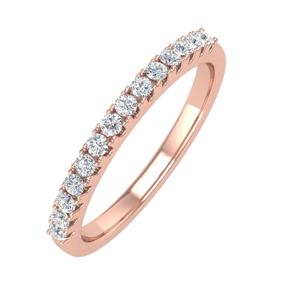 1/5 Carat Prong Set Diamond Wedding Band Ring in 14K Rose Gold (Ring Size 6) (I1-I2 Clarity)