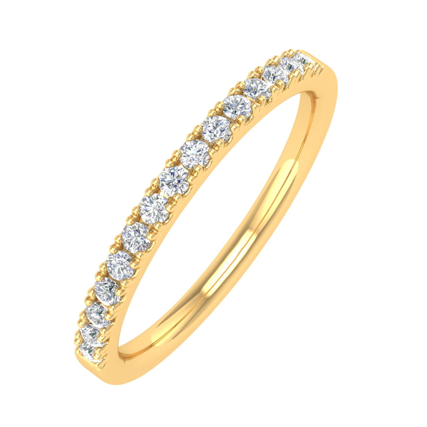 1/5 Carat Prong Set Diamond Wedding Band Ring in 14K Yellow Gold (Ring