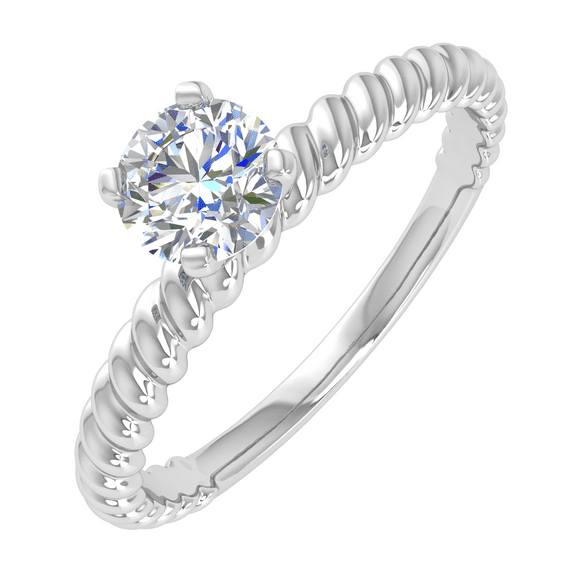 1/5 Carat Prong Set Solitaire Diamond Engagement Ring Band in 14K White Gold (Ring Size 7.75)
