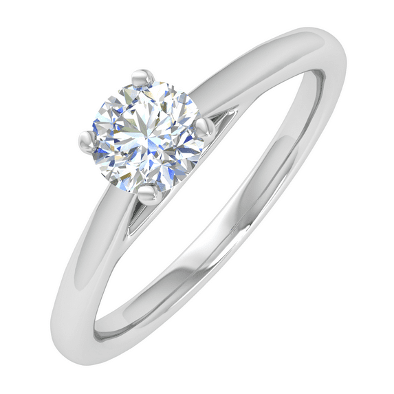 1/5 Carat Prong Set Solitaire Diamond Engagement Ring Band in 14K White Gold (Ring Size 9.75)