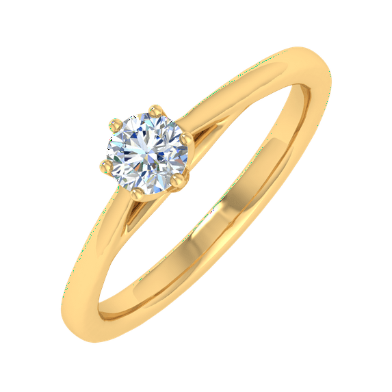 1/5 Carat Prong Set Solitaire Diamond Engagement Ring Band in 14K Yellow Gold (Ring Size 10.5)