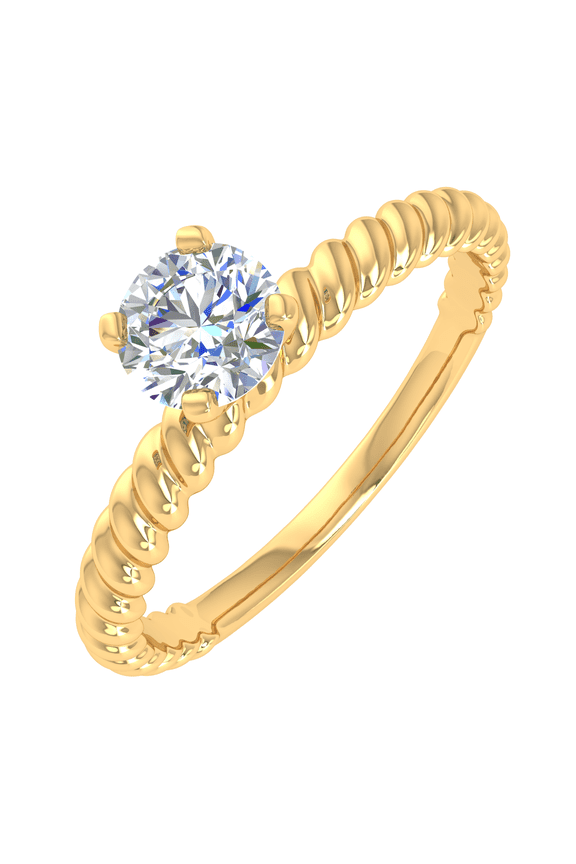 1/5 Carat Prong Set Solitaire Diamond Engagement Ring Band in 14K Yellow Gold (Ring Size 9.75)