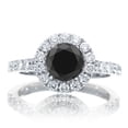 thumbnail image 1 of 1.5 Carat Round Classic Halo Black Diamond and Diamond Engagment ring on 10k White Gold, 1 of 2