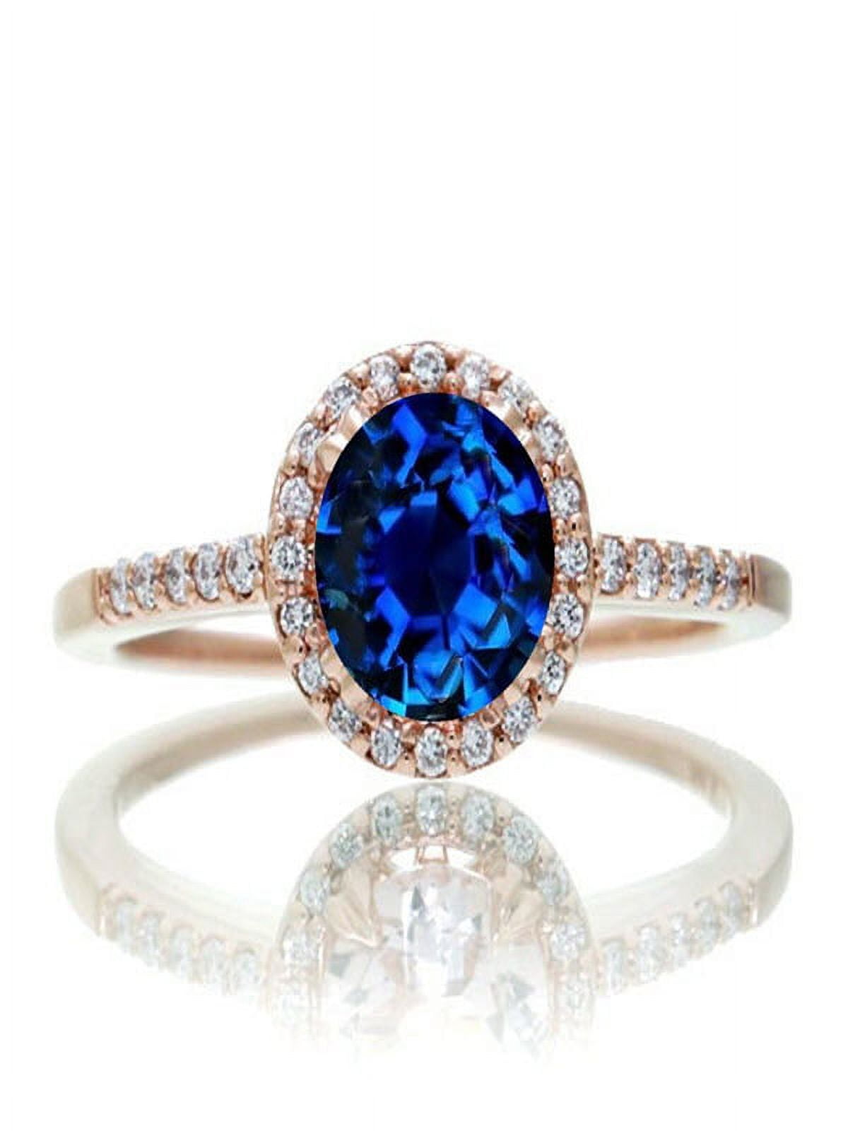 Kobelli Blue Sapphire & Diamond Ornamental Antique Embellished Gold Ring