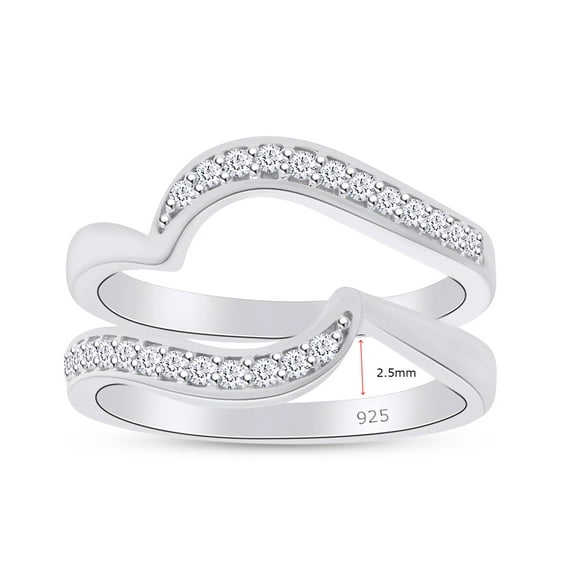 1/5 Carat Round Cut Lab Created Moissanite Diamond Enhancer Guard For Engagement Wedding Ring In 14K White Gold Plated 925 Sterling Silver (Color : G-H, Clarity : VVS1, 0.20 Cttw) Size - 9.5