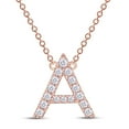 thumbnail image 1 of 1/5 Carat Round Cut Lab Created Moissanite Diamond Initial Letter "A" Pendant Necklace In 14K Rose Gold Over Sterling Silver Along With 18" Chain (G-H Color, VVS1 Clarity, 0.20 Cttw), 1 of 1