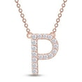 thumbnail image 1 of 1/5 Carat Round Cut Lab Created Moissanite Diamond Initial Letter "P" Pendant Necklace In 14K Rose Gold Over Sterling Silver Along With 18" Chain (G-H Color, VVS1 Clarity, 0.20 Cttw), 1 of 1