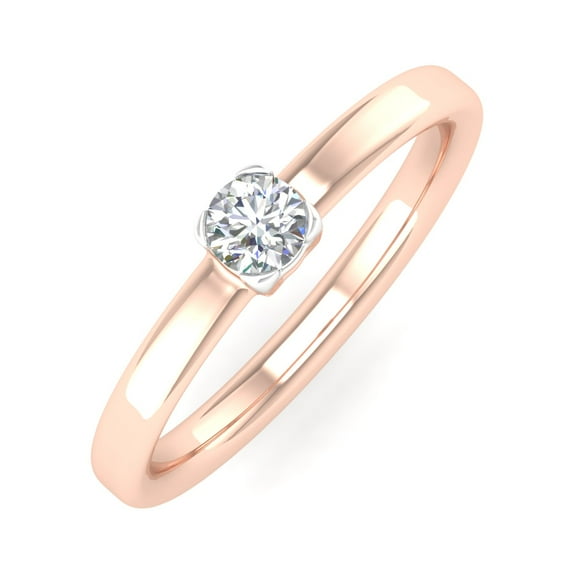 1/5 Carat Round Cut Solitaire Diamond Engagement Ring in 14K Rose Gold(Ring Size 10.25) (I1-I2 Clarity)