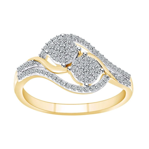 AFFY 1/5 Carat Round Cut White Natural Diamond Bypass Ring In 10K Solid Gold-Ring Size-5