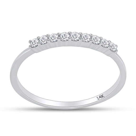 1/5 Carat Round Cut White Natural Diamond Engagement Wedding Band Ring In 14k White Gold (I-J Color, SI2-I1 Clarity, 0.18 Cttw) Ring Size-5.5