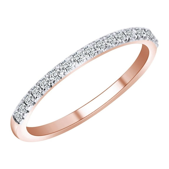 AFFY 1/5 Carat Round Cut White Natural Diamond Half Eternity Wedding Band Ring In 14k Solid Rose Gold (0.20 Cttw) Ring Size-8