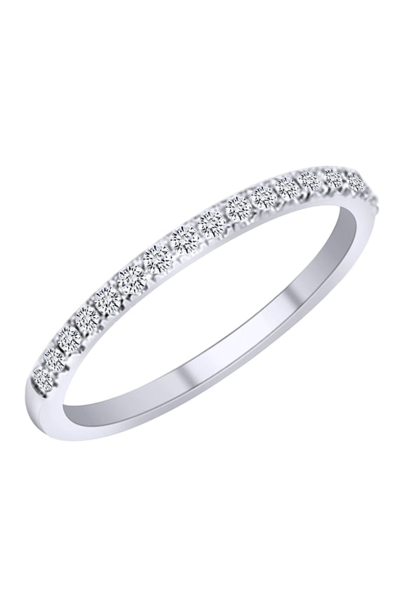 1/5 Carat Round Cut White Natural Diamond Half Eternity Wedding Band Ring In 14k Solid White Gold (0.20 Cttw) Ring Size-9