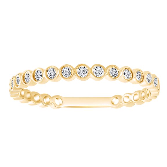 AFFY 1/5 Carat Round Cut White Natural Diamond Stackable Band Ring In 10K Solid Yellow Gold (0.25 Cttw)-Ring Size-5.5
