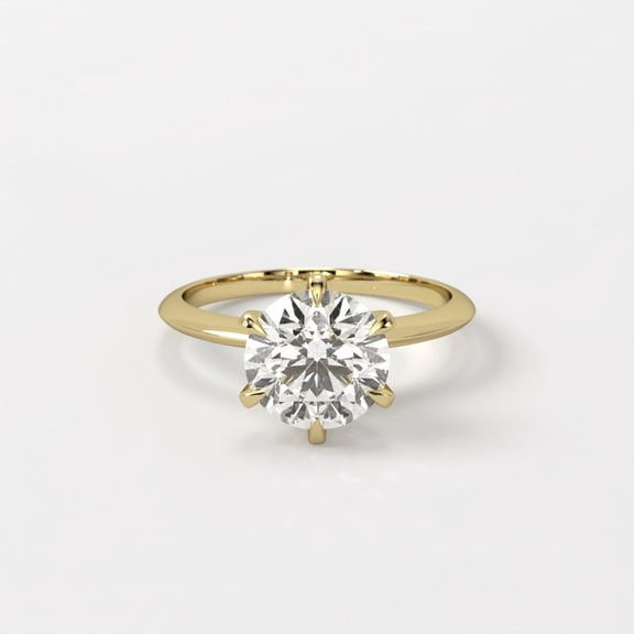 1.5 Carat Round Moissanite 6 Prong Solitaire Engagement Ring 14k Yellow Gold Plated Wedding Ring for Women