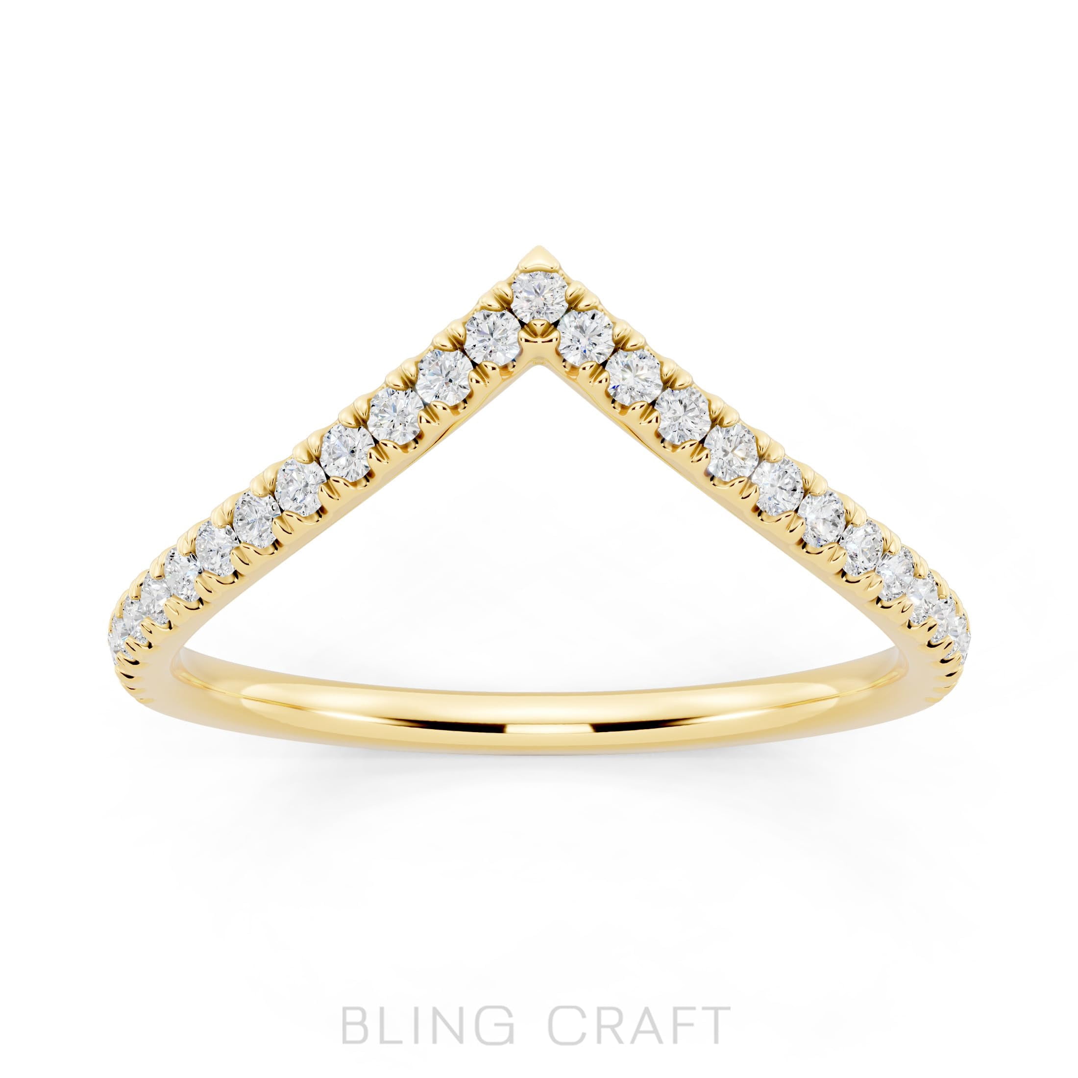 1/5 Carat Round Moissanite Curved Wedding Bands Ring for Women 14K ...
