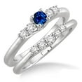 thumbnail image 1 of 1.5 Carat Round Shape Blue Sapphire And Moissanite Diamond Wedding Ring Inexpensive Bridal Set on 10k White Gold, 1 of 2