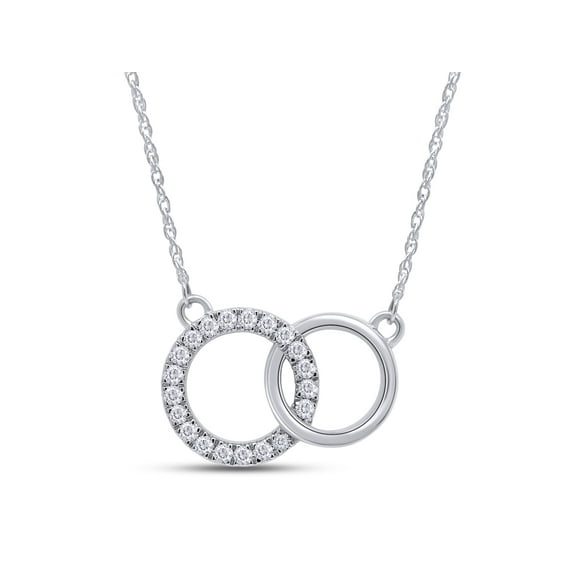1/5 Carat Round Shape Lab Grown Diamond Intertwined Circle Necklace in 14K White Gold Jewelry For Women With 18 Inch Long Rope Chain (0.20 Cttw, H Color, SI2 Clarity)