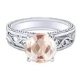 thumbnail image 1 of AFFY 1.5 Carat Round Shape Simulated Pink Morganite Filigree Engagement Ring 14K Solid White Gold Ring Size-10, 1 of 2