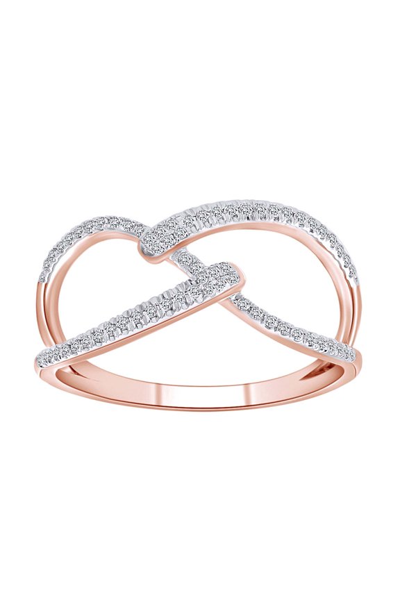 1/5 Carat Round Shape White Natural Diamond Cocktail Ring 10K Solid Rose Gold (0.20 Cttw)-Ring Size-8.5