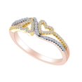 thumbnail image 1 of AFFY 1/5 Carat Round Shape White Natural Diamond Double Heart Promise Ring In 10K Two Tone Gold (0.20 Cttw)-Ring Size-10, 1 of 2