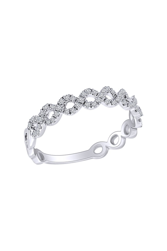 1/5 Carat Round White natural Diamond Open Circle Stackable Ring In 10K Solid White Gold (0.20 Cttw) Ring Size-9
