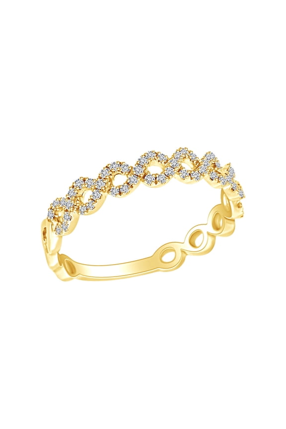 1/5 Carat Round White natural Diamond Open Circle Stackable Ring In 10K Solid Yellow Gold (0.20 Cttw) Ring Size-8