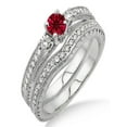 thumbnail image 1 of 1.5 Carat Ruby & Diamond Antique Bridal set on 10k White Gold, 1 of 3