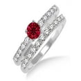 thumbnail image 1 of 1.5 Carat Ruby & Diamond Elegant Bridal Set on 10k White Gold, 1 of 2