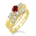 thumbnail image 1 of 1.5 Carat Ruby & Diamond Five Stone Bridal Set on 10k Yellow Gold, 1 of 2