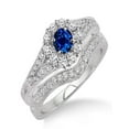 thumbnail image 1 of 1.5 Carat Sapphire and Diamond Antique Floral Bridal set on 10k White Gold, 1 of 3