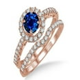 thumbnail image 1 of 1.5 Carat Sapphire and Diamond Antique Floral Halo Bridal set on 10k Rose Gold, 1 of 2