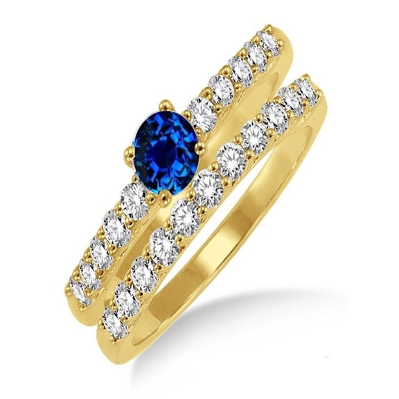 1.5 Carat Sapphire and Diamond Elegant Bridal Set on 10k Yellow Gold