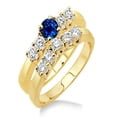 thumbnail image 1 of 1.5 Carat Sapphire and Diamond Five Stone Bridal Set on 10k Yellow Gold, 1 of 2