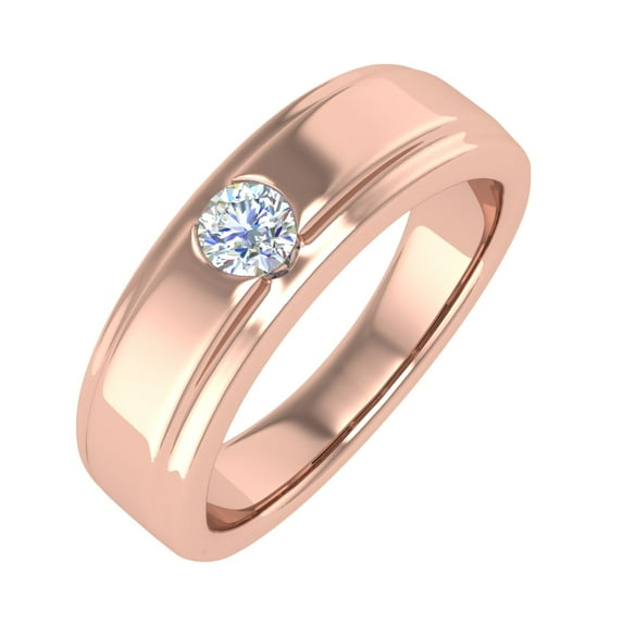 1/5 Carat Solitaire Diamond Wedding Band Ring in 10K Rose Gold (Ring Size 7.5)
