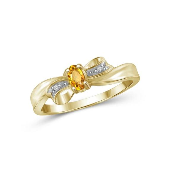 1/5 Carat T.G.W. Citrine And White Diamond Accent Sterling Silver Bow Ring