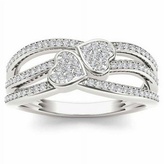 1/5 Carat T.W. Diamond 10kt White Gold Heart Fashion Ring