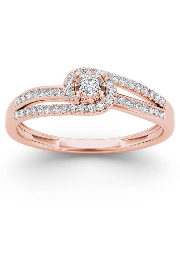 1/5 Carat T.W. Diamond Bypass Halo 10kt Rose Gold Engagement Ring