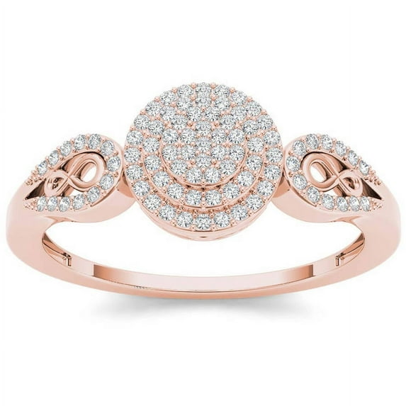 1/5 Carat T.W. Diamond Double Halo Cluster 10kt Rose Gold Engagement Ring