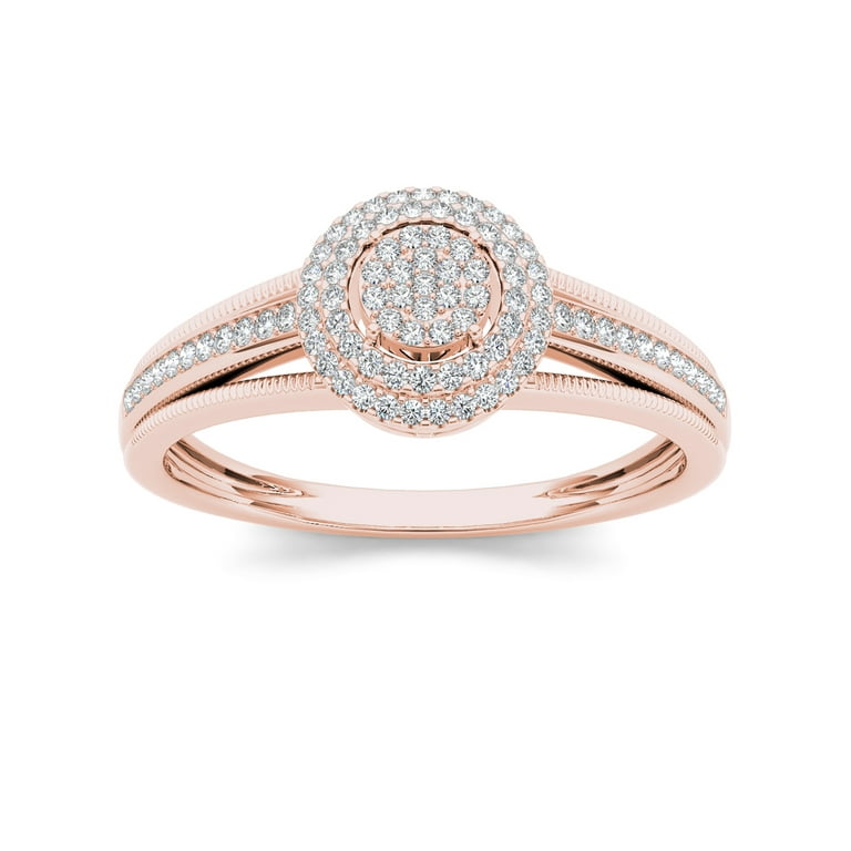 14k Gold Oval Morganite & 1/5 CTW Diamond Halo Double Shank Ring - White or Rose 14k Gold Oval Morganite & 1/5 CTW Diamond Halo Double Shank Ring - White or Rose